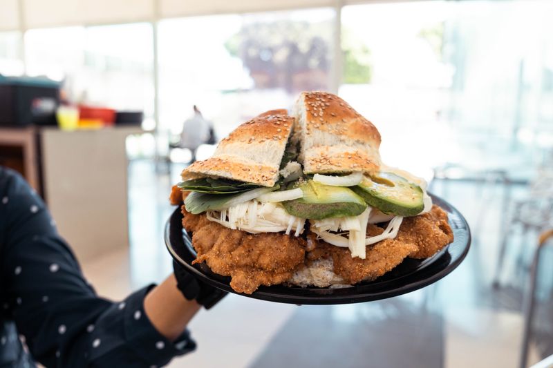 Avocado Ranch Chicken Sandwich with fresh toppings