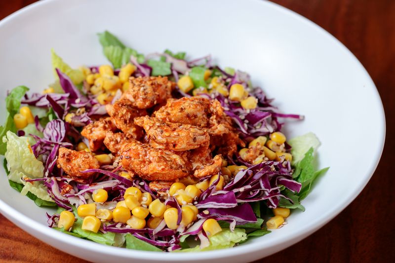 Starbird Power Bowl with grains and chicken tenders